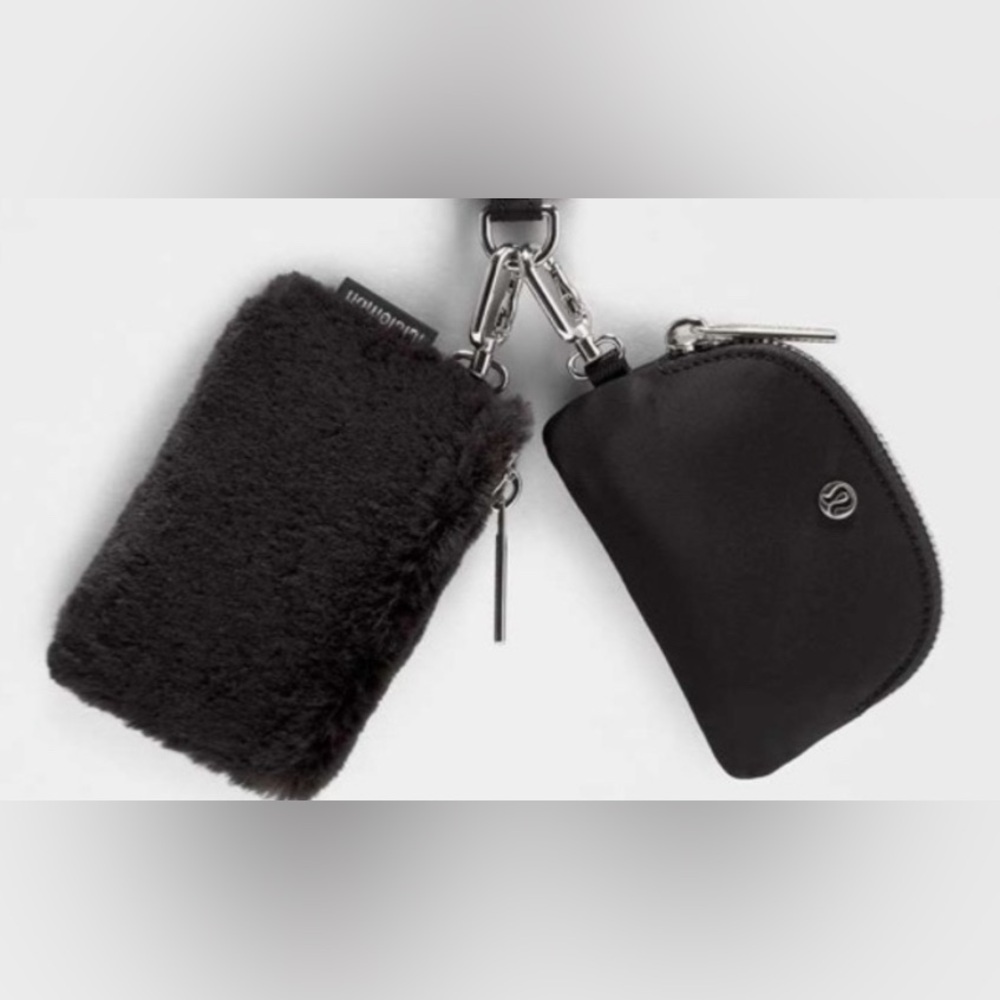 Lululemon Black Fluffy Keychain Pouch Set